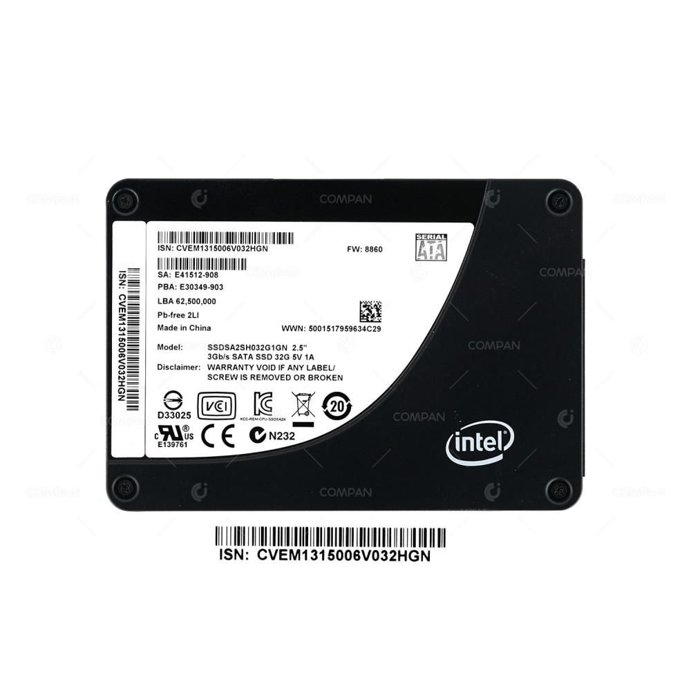 SSDSA2SH032G1GN INTEL SSD 32GB SATA 3G 2.5" SFF